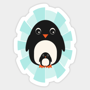 Baby and daddy penguins Sticker